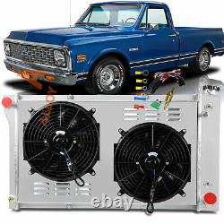 4 Row Radiator Shroud Fan Kits For 1967-72 Chevy Blazer C K-Series C10 C20 Truck