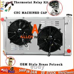 4 Row Radiator Shroud Fan Kits For 1967-72 Chevy Blazer C K-Series C10 C20 Truck