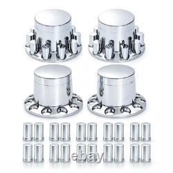 4pcs Chrome Rear Flat Top Axle Cover 33mm Lug Nut Covers for Semi-Truck