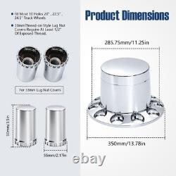 4pcs Chrome Rear Flat Top Axle Cover 33mm Lug Nut Covers for Semi-Truck