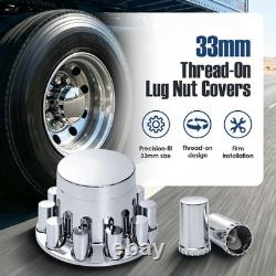 4pcs Chrome Rear Flat Top Axle Cover 33mm Lug Nut Covers for Semi-Truck