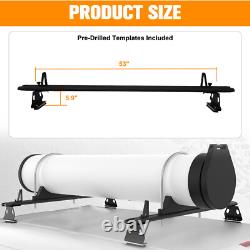 53 Adjustable Truck Cap Topper 3 Crossbars Aluminum Ladder Roof Rack Black