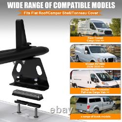 53 Adjustable Truck Cap Topper 3 Crossbars Aluminum Ladder Roof Rack Black