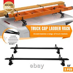 53 Adjustable Truck Cap Topper Ladder Roof Rack for Universal Truck, Black 2 bar