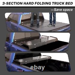 5.5ft Truck Bed Hard Tri-Fold Waterproof FRP For 2016-2023 F-150 Tonneau Cover
