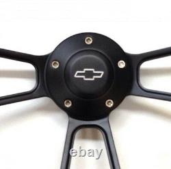 60-69 Chevy Pick Up Truck Steering Wheel White and Black Spokes 14 Bowtie Cap