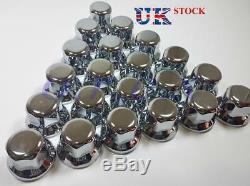 60x 33mm Lux Plastic CHROME Wheel Nut Cover Caps fit Truck Scania Mercedes Volvo