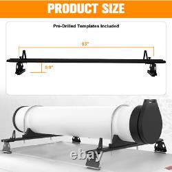 63 Adjustable Truck Cap Topper 2 Crossbars Aluminum Ladder Roof Rack Black NEW