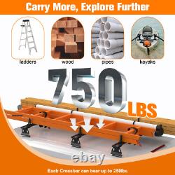 63 Adjustable Truck Cap Topper 3 Crossbars Aluminum Ladder Roof Rack Black NEW