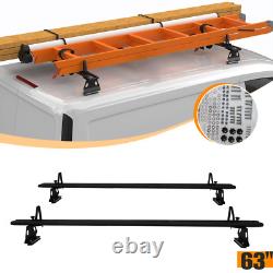 63 Truck Cap Topper Rack Black Aluminum Ladder Roof Rack for Ford Transit, Ram