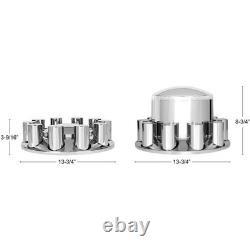 6PCS Chrome dome Axle Covers with 33mm high flat Lug Nut Covers for Semi Truck