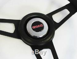 74-94 GMC Truck Grant Black Steering Wheel with Black spokes 13 3/4 GMC cap