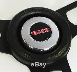 74-94 GMC Truck Grant Black Steering Wheel with Black spokes 13 3/4 GMC cap