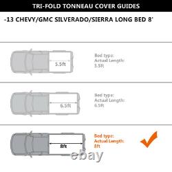 8ft 3-Fold Hard Roll Up Truck Bed Cap Tonneau Cover For 07-13 Silverado Sierra