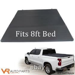 8ft 3-Fold Hard Truck Bed Cap Tonneau Cover Fit For 07-13 Silverado Sierra