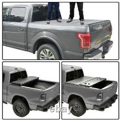 8ft 3-Fold Hard Truck Bed Cap Tonneau Cover Fit For 07-13 Silverado Sierra