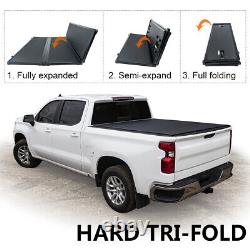 8ft 3-Fold Hard Truck Bed Cap Tonneau Cover Fit For 07-13 Silverado Sierra