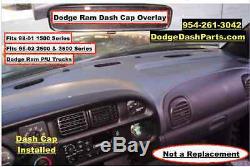 98 99 00 01 02 Dodge Ram Dash Cap Pad Overlay Medium Gray Fits Reg Pick Up Truck