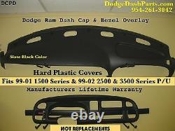 99 00 01 02 Dash Cap & Bezel Overlay Fit Dodge Ram Pick Up Truck / Slate Black