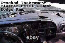 99 00 01 02 Dash Cap & Bezel Overlay Fit Dodge Ram Pick Up Truck / Slate Black