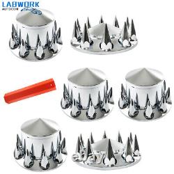 ABS Chrome Axle Cover Kits with 33mm Thread-on Nut Covers for Semi Trucks Spiked