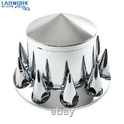 ABS Chrome Axle Cover Kits with 33mm Thread-on Nut Covers for Semi Trucks Spiked