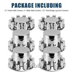 ABS Chromed Hubcaps with 33mm Thread-On Lug Nut Covers for Semi Trucks (Flat)