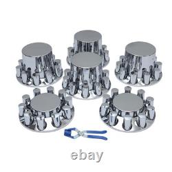 ABS Chromed Hubcaps with 33mm Thread-On Lug Nut Covers for Semi Trucks (Flat)