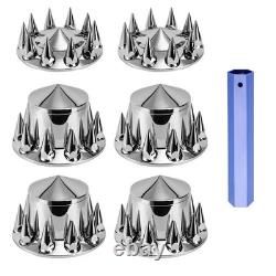 ABS Plastic Chromed Hubcaps Front & Rear Wheel Axle Cover Set for Trucks Pointed