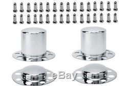 ALCOA DUALLY WHEEL RIM CHROME LUG NUT AND WHEEL RIM CENTER CAP SET 14 x 1.5 MM