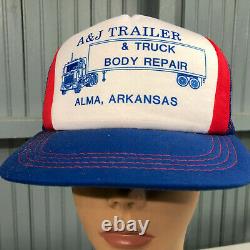 A&J Trailer Truck Big Rig Arkansas Mesh Trucker VTG Snapback Baseball Hat Cap