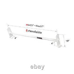 Adjustable Pickup Truck Cap Topper 2 Bar Ladder Roof Van Rack Steel Matte White