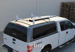 Adjustable Pickup Truck Cap Topper 2 Bar Ladder Roof Van Rack Steel Matte White