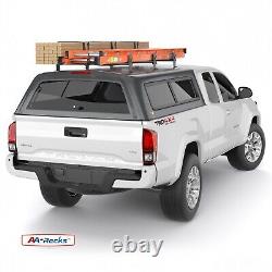 Adjustable Pickup Truck Cap Topper 3 Bar Ladder Roof Van Rack Steel Sandy Black