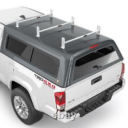 Adjustable Pickup Truck Cap Topper 3 Cross Bar Ladder Roof Van Rack Steel White