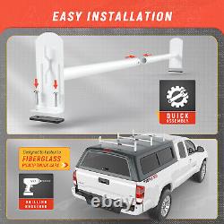 Adjustable Pickup Truck Cap Topper 3 Cross Bar Ladder Roof Van Rack Steel White