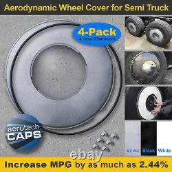Aerodynamic Wheel Covers (Set of 4) for Semi Truck Steel Wheels - BLACK finish