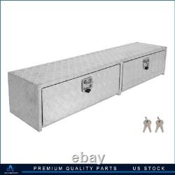 Aluminum Storage Tool Box 72x13x16 4x Chain+2x Lock Fits Truck Garage RV