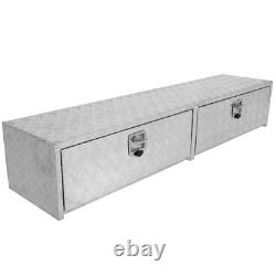 Aluminum Storage Tool Box 72x13x16 4x Chain+2x Lock Fits Truck Garage RV