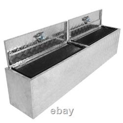 Aluminum Storage Tool Box 72x13x16 4x Chain+2x Lock Fits Truck Garage RV