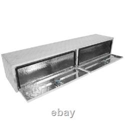 Aluminum Storage Tool Box 72x13x16 4x Chain+2x Lock Fits Truck Garage RV