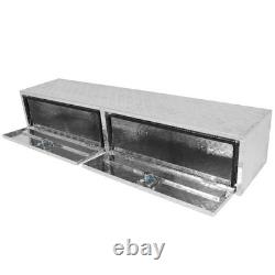 Aluminum Storage Tool Box 72x13x16 4x Chain+2x Lock Fits Truck Garage RV