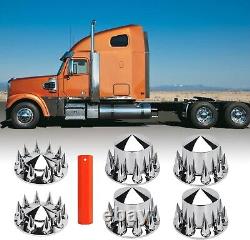 Axle Wheel Cover Hub Cap 33mm Screw-On Spiked Lug Nut Covers for Semi Trucks