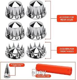 Axle Wheel Cover Hub Cap 33mm Screw-On Spiked Lug Nut Covers for Semi Trucks