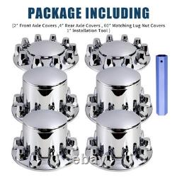 Axle Wheel Covers for Semi Truck 2 Front and 4 Rear Hub Covers with 33mm Th