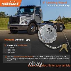 Bansdans 2Pcs 20770691 3 Truck Fuel Tank Cap, Locking Diesel Fuel Cap Fit for
