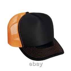 Black/Neon Orange Trucker Hat 5 Panel Foam Front Mesh Back Hat 1dz TRUCK-5 BNO