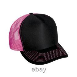 Black/Neon Pink Trucker Hat 5 Panel Foam Front Mesh Back Hat 1dz New TRUCK-5 BNP