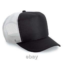 Black/White Trucker Hat 5 Panel Foam Front Mesh Back Hat 1dz New TRUCK-5 BW