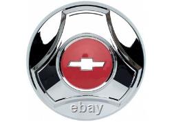 Brothers Trucks HCC5C66 Hub Caps-1/2-Ton-15-inch-Pop-On-Chrome/Red-Set of 4